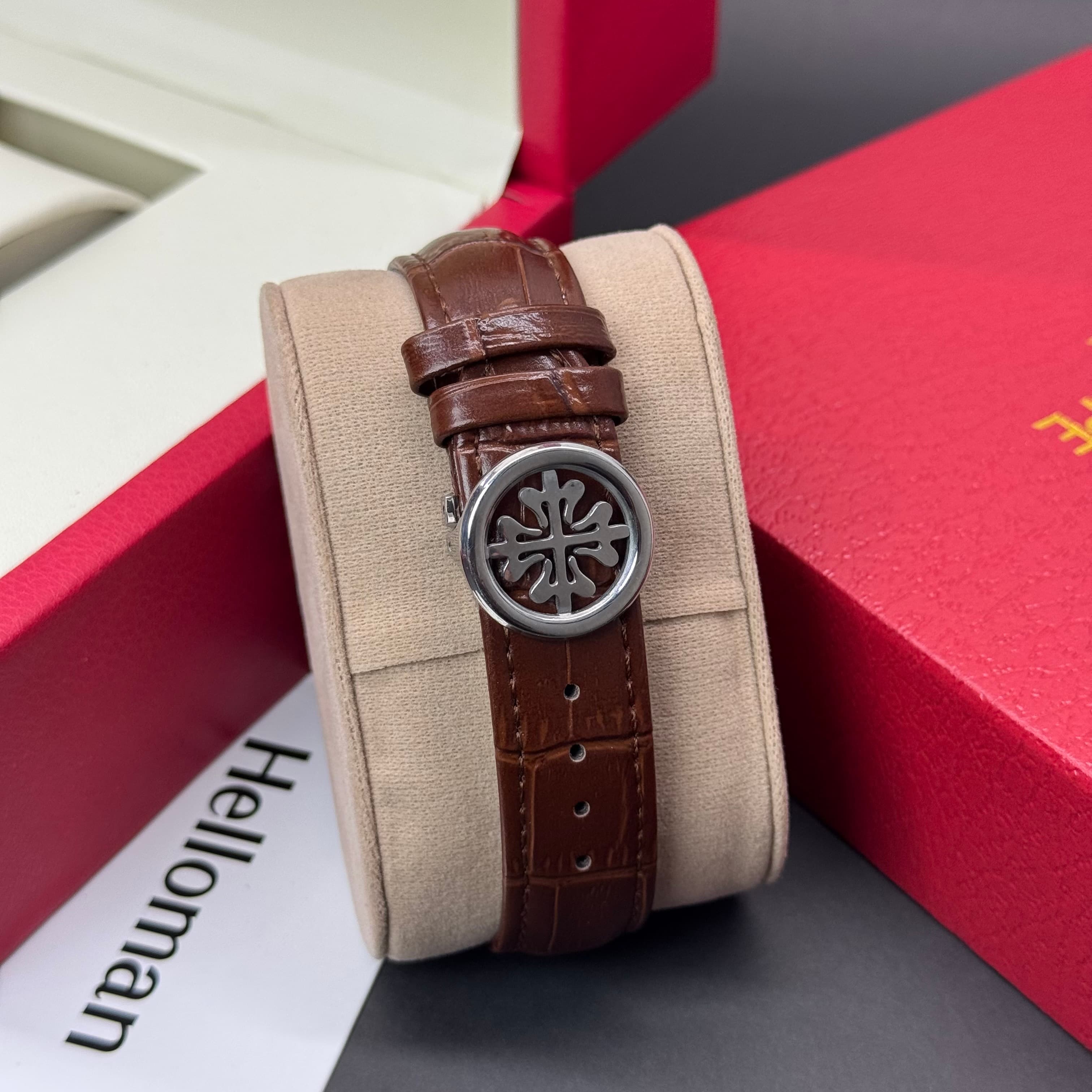 Triple Date Patek Philippe Leather Quartz Men’s Watch.