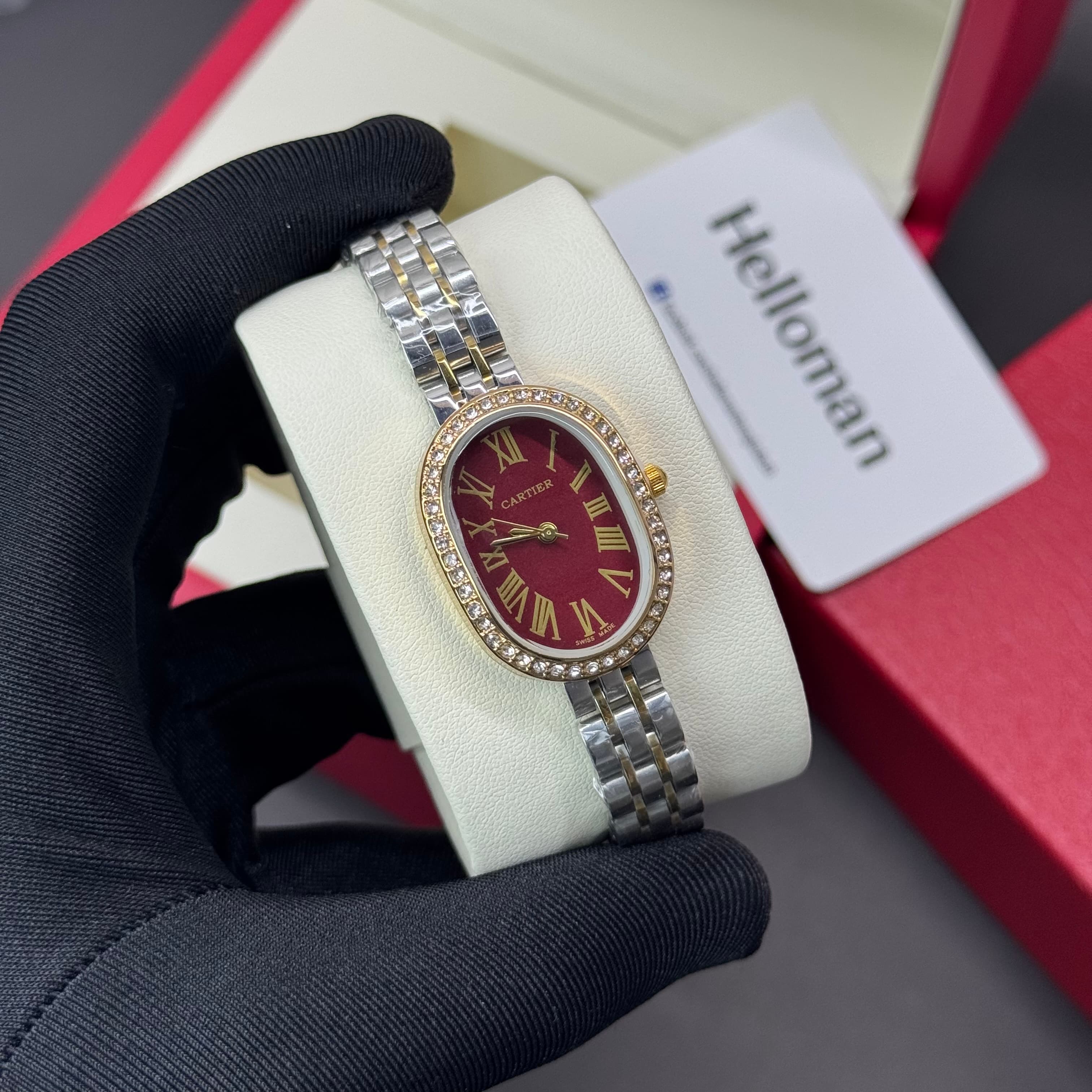 Cartier Baignoire Roman Steel Band Quartz Watch For Women’s