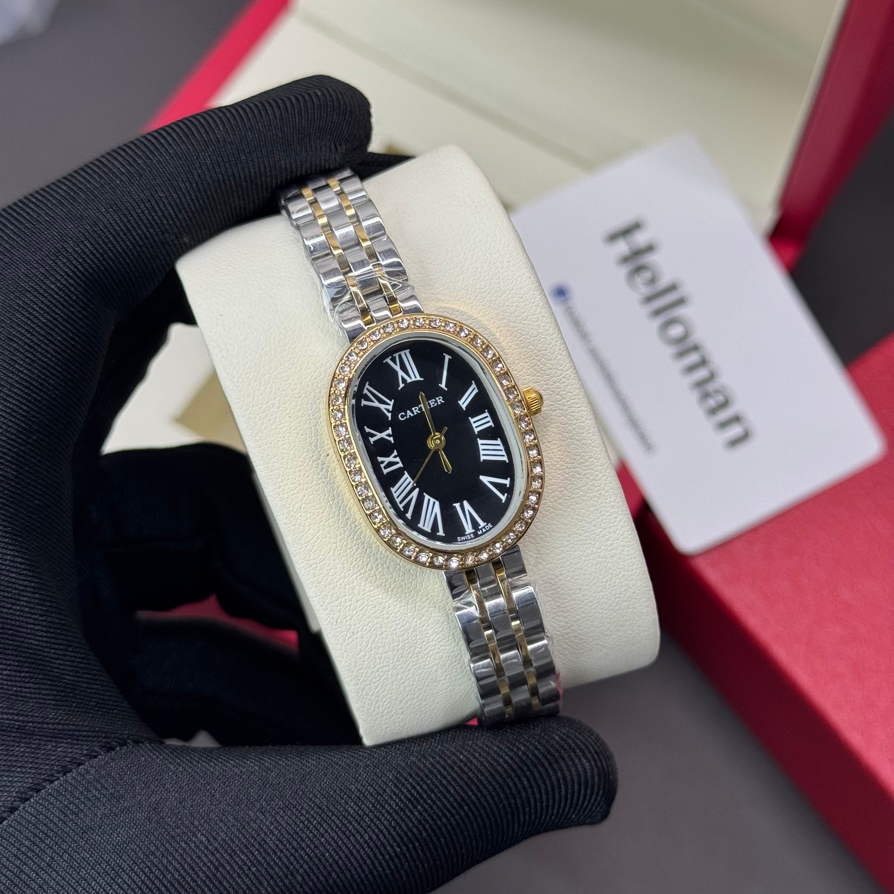 Cartier Baignoire Roman Steel Band Quartz Watch For Women’s