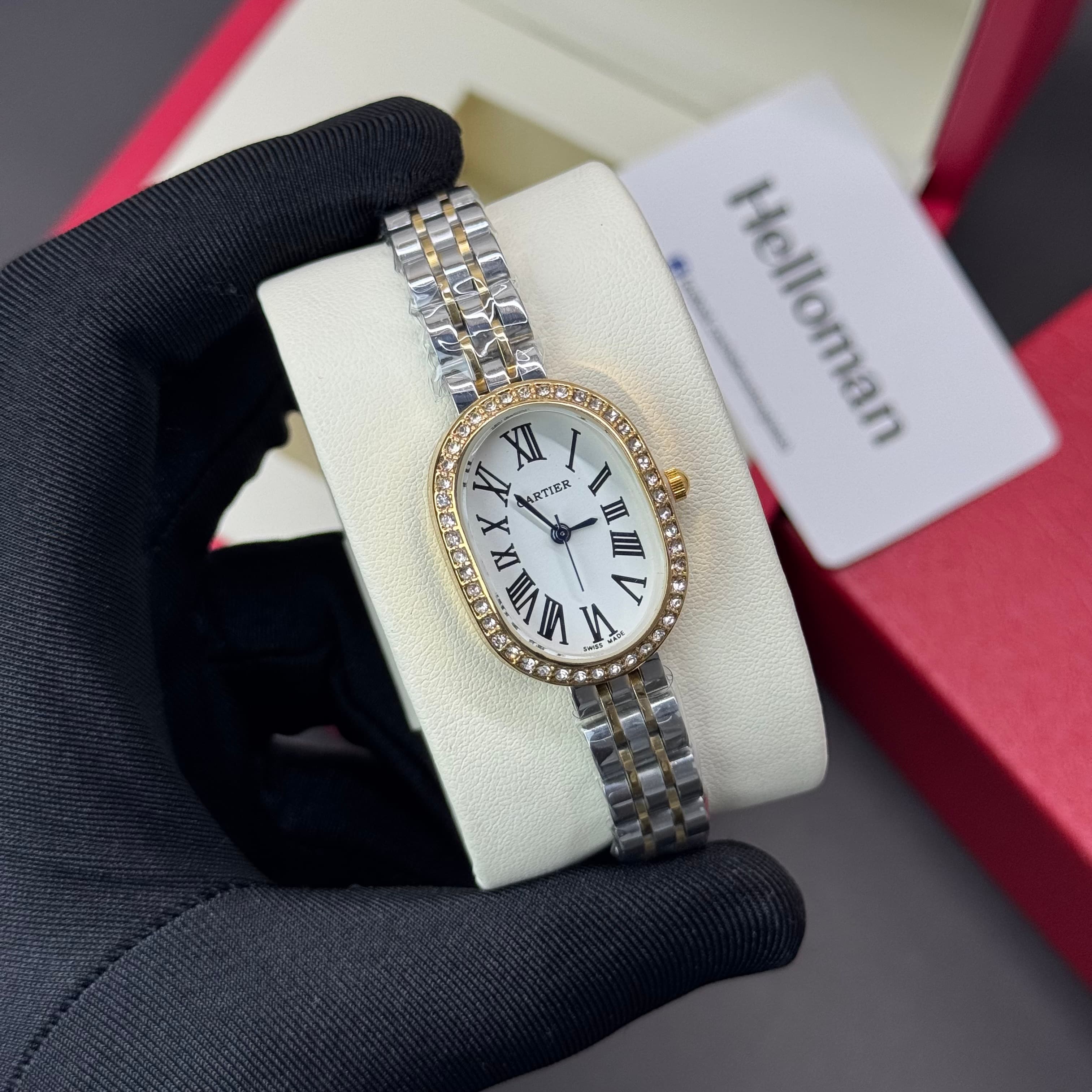 Cartier Baignoire Roman Steel Band Quartz Watch For Women’s