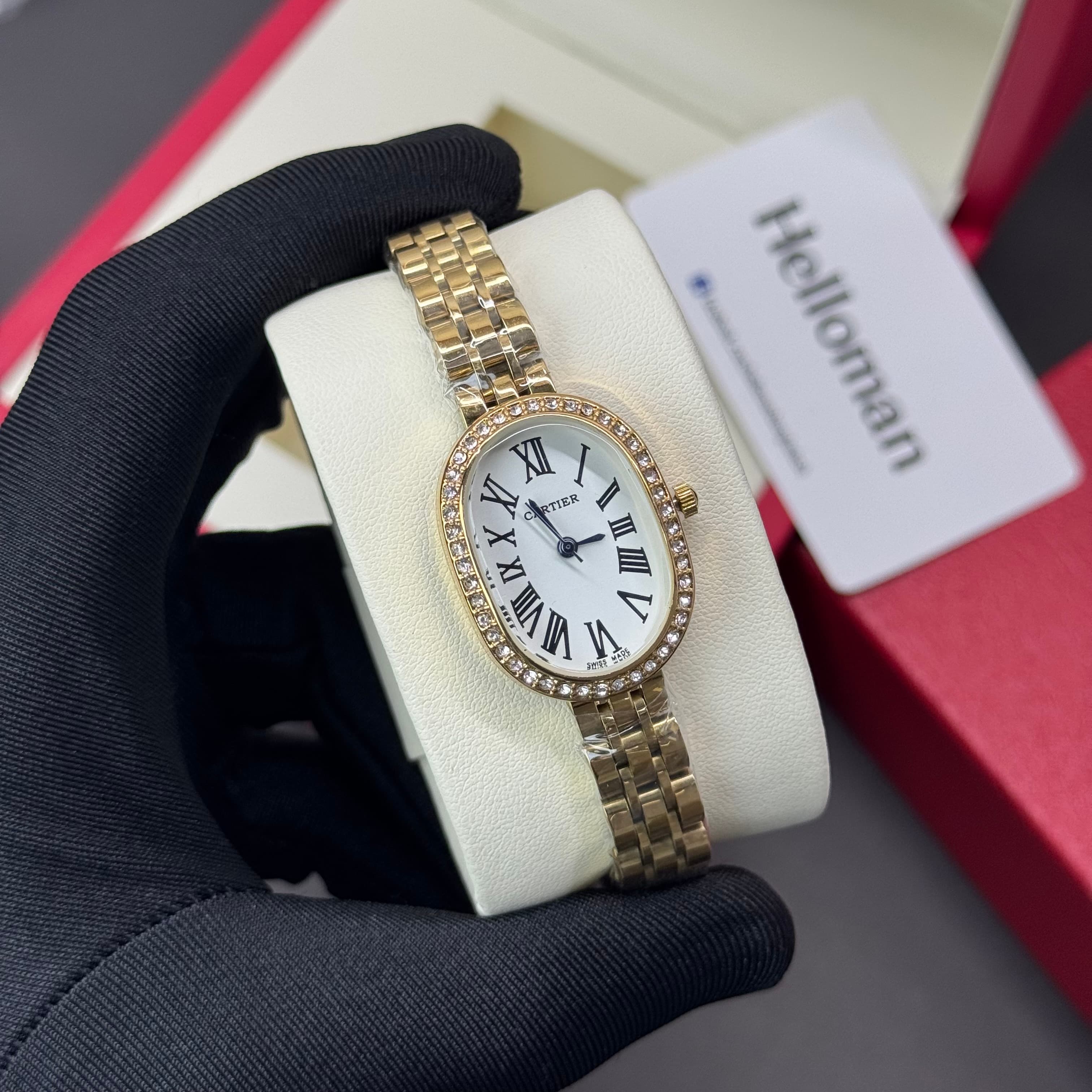 Cartier Baignoire Roman Steel Band Quartz Watch For Women’s