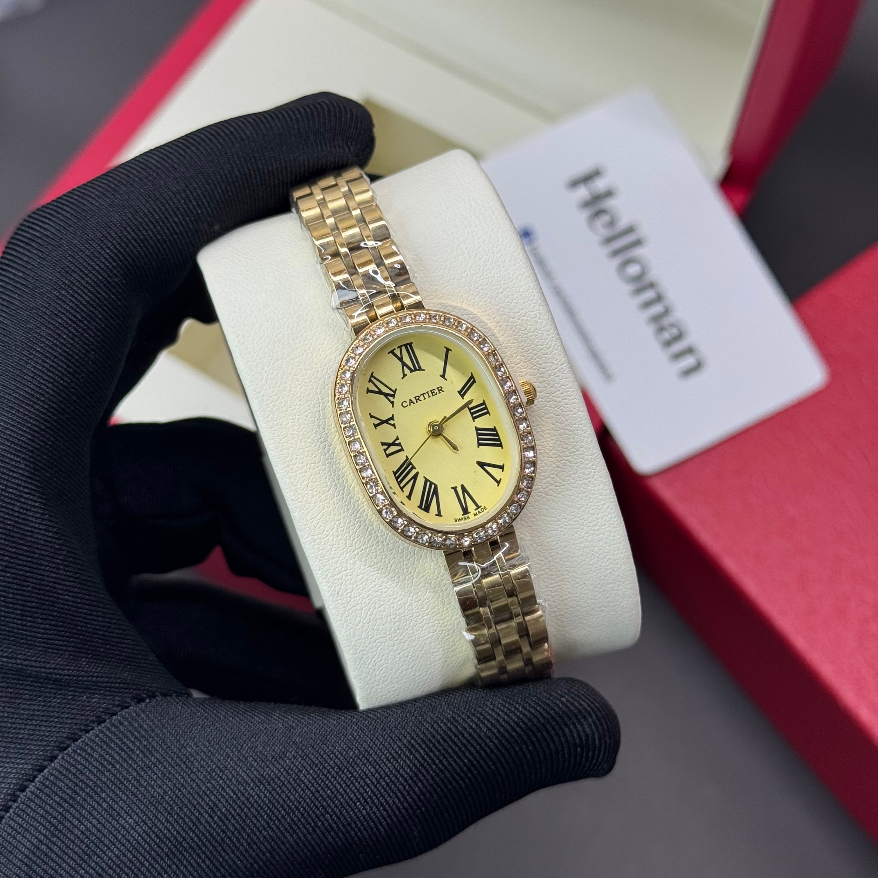 Cartier Baignoire Roman Steel Band Quartz Watch For Women’s